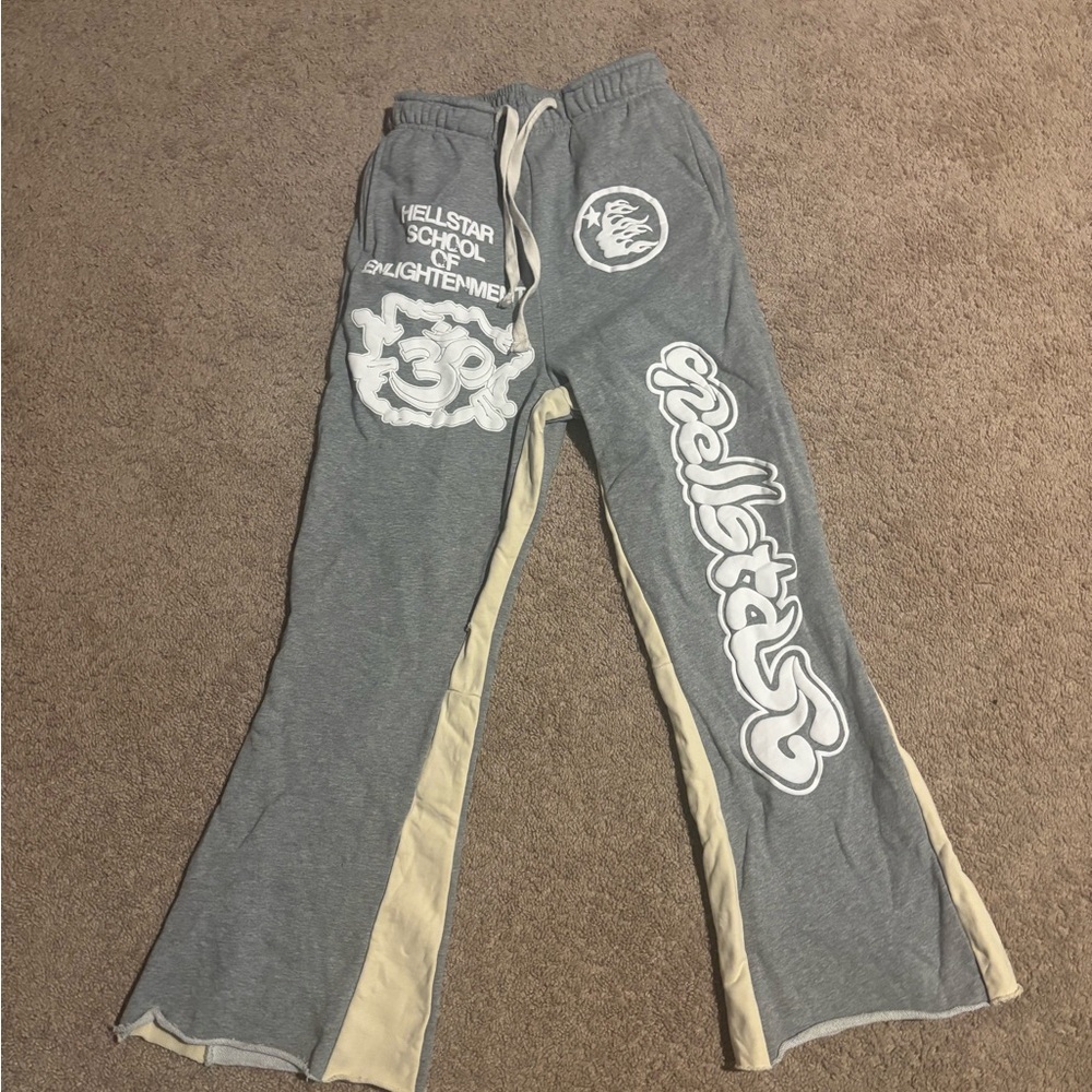 Gray and Cream Hellstar Men's Joggers